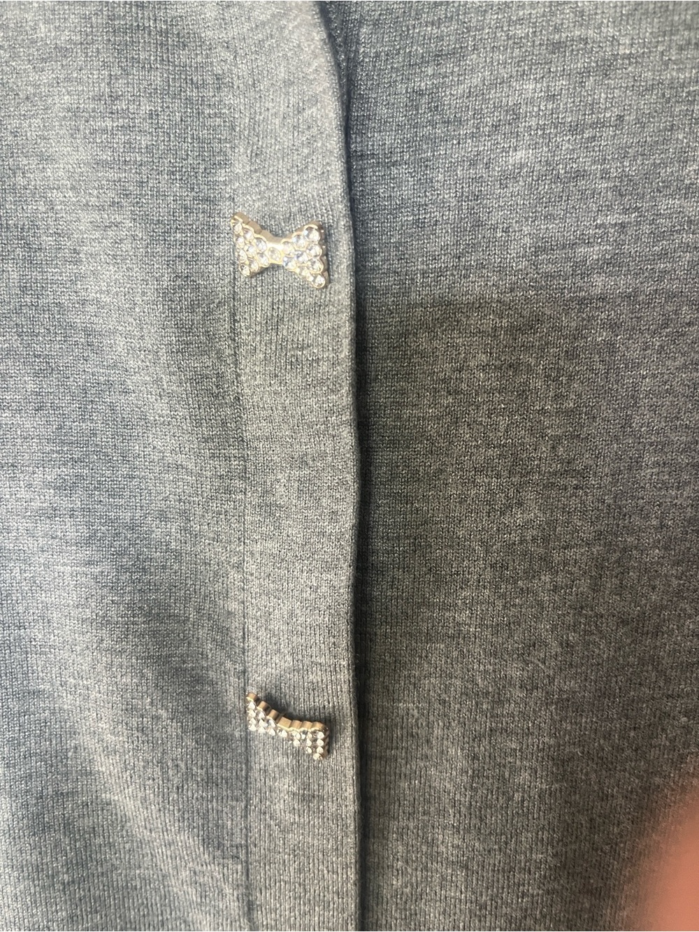Cable & Gauge Light Gray Crewneck Rhinestone-Button Cardigan